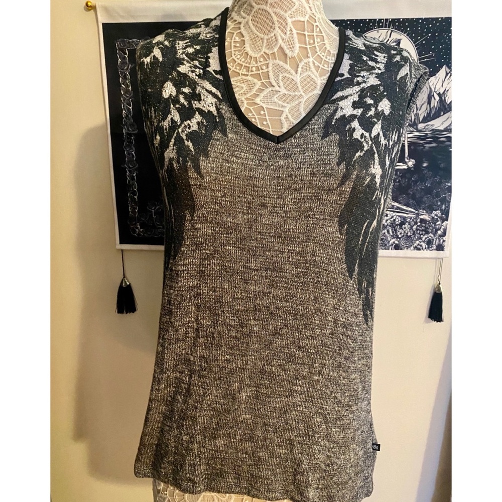 Rock & Republic Metallic Sleeveless Angel Wings Top